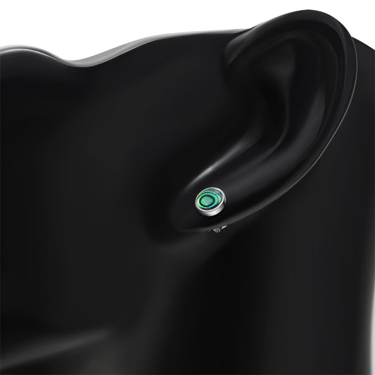 8.00mm | Abalone Simple Round Silver Stud Earrings
