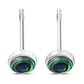 8.00mm | Abalone Simple Round Silver Stud Earrings