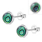 8.00mm | Abalone Simple Round Silver Stud Earrings