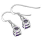 Amethyst CZ Round Sterling Silver Dangling Earrings