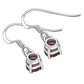 Garnet CZ Round Sterling Silver Dangling Earrings