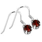 Garnet CZ Round Sterling Silver Dangling Earrings