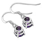 Amethyst CZ Round Sterling Silver Dangling Earrings