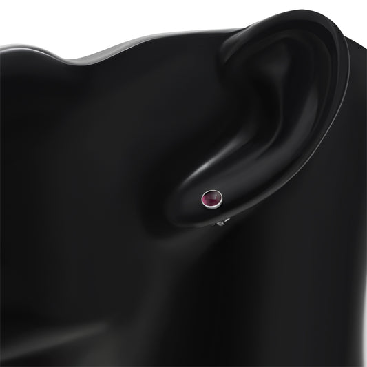 4.80mm | Garnet Round Sterling Silver Stud Earrings