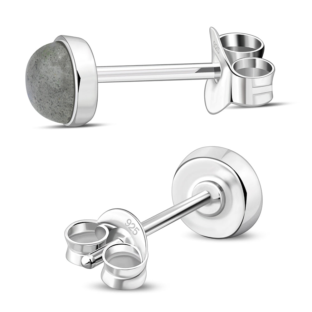 4.80mm | Labradorite Round Sterling Silver Stud Earrings