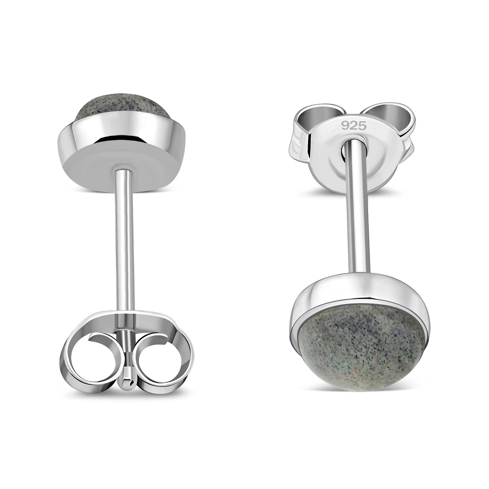 4.80mm | Labradorite Round Sterling Silver Stud Earrings
