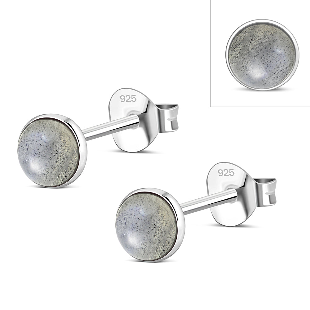 4.80mm | Labradorite Round Sterling Silver Stud Earrings