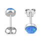 4.80mm | Synthetic Azure Blue Opal Round Sterling Silver Stud Earrings