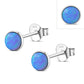 4.80mm | Synthetic Azure Blue Opal Round Sterling Silver Stud Earrings