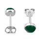 4.80mm | Green Agate Round Sterling Silver Stud Earrings