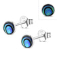 4.80mm | Abalone Shell Round Sterling Silver Stud Earrings