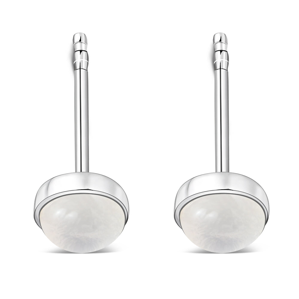 4.80mm | Rose Quartz Pink Stone Round Sterling Silver Stud Earrings