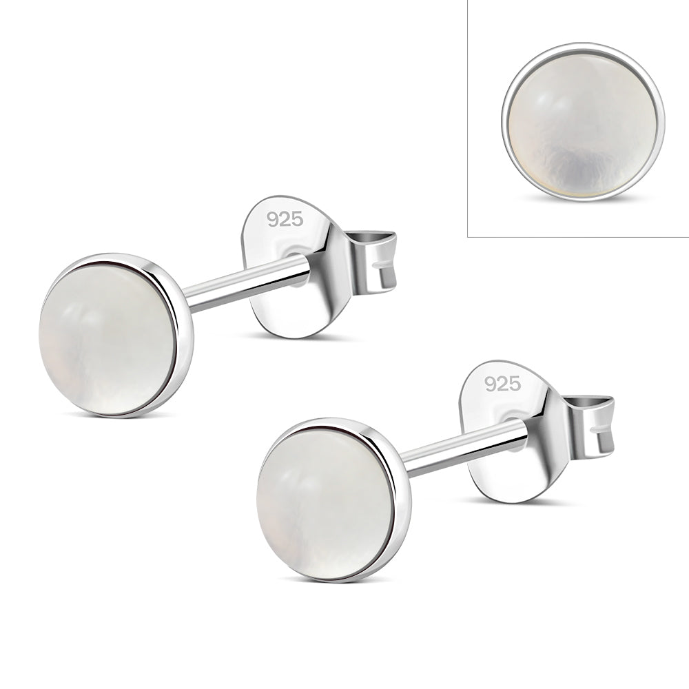 4.80mm | Rose Quartz Pink Stone Round Sterling Silver Stud Earrings