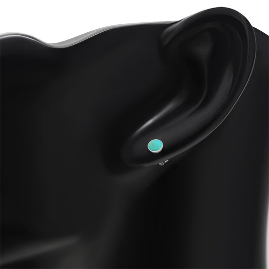 4.80mm | Turquoise Round Sterling Silver Stud Earrings