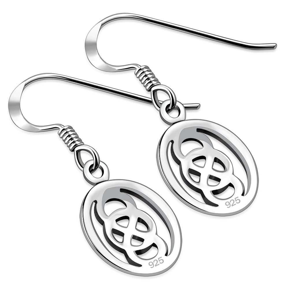Oval Plain Celtic Knot Silver Earrings