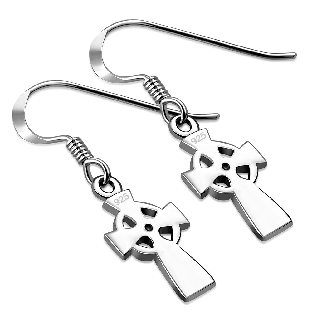 Cross Celtic Silver Earrings