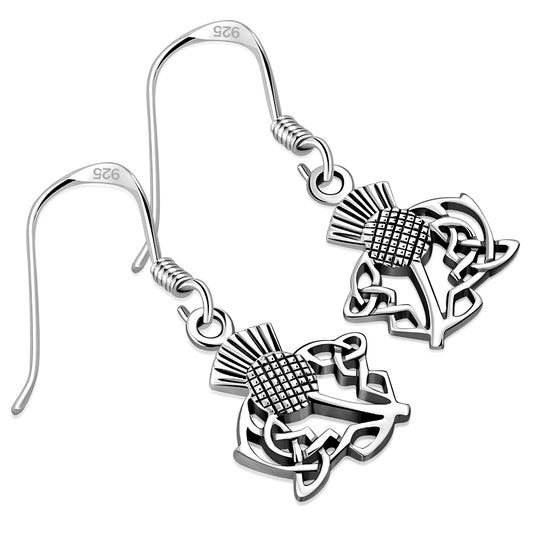 Plain Silver Thistle Celtic Earrings