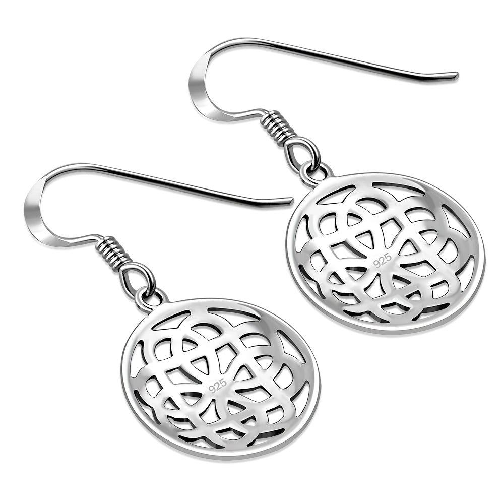 Celtic Knot Round Silver Earrings