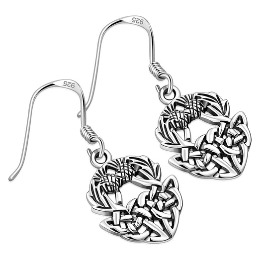 Thistle Scottish Celtic Silver Earrings