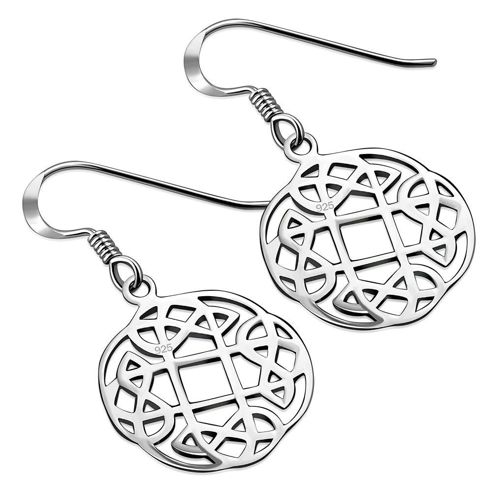 Round Celtic Knot Silver Earrings