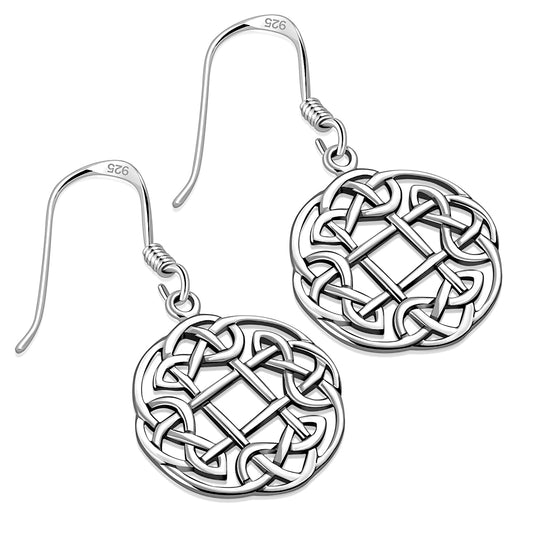 Round Celtic Knot Silver Earrings