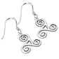 Celtic Triskele Triple Spiral Plain Silver Earrings