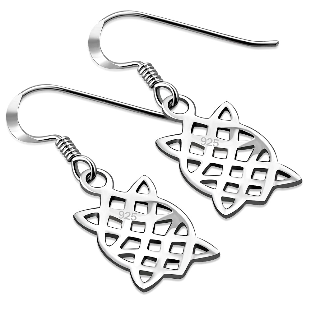 Small Rectangle Celtic Knot Silver Earrings