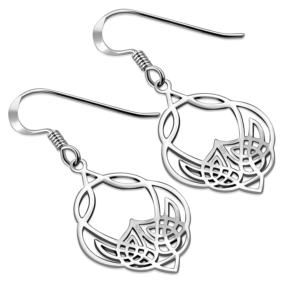 Large Celtic Knot Plain Silver Earrings