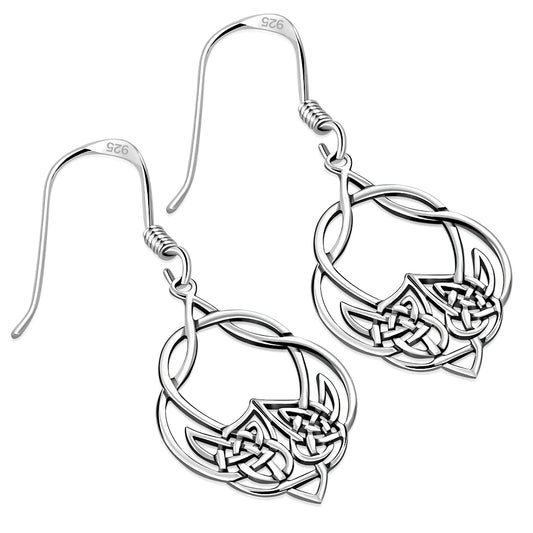 Large Celtic Knot Plain Silver Earrings