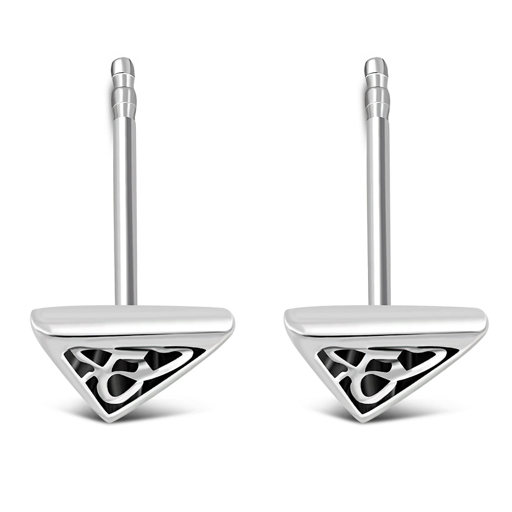 Tiny Solid Silver Trinity Stud Earrings
