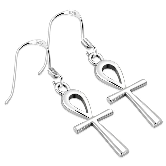 Egyptian ankh Cross Sterling Silver Earrings
