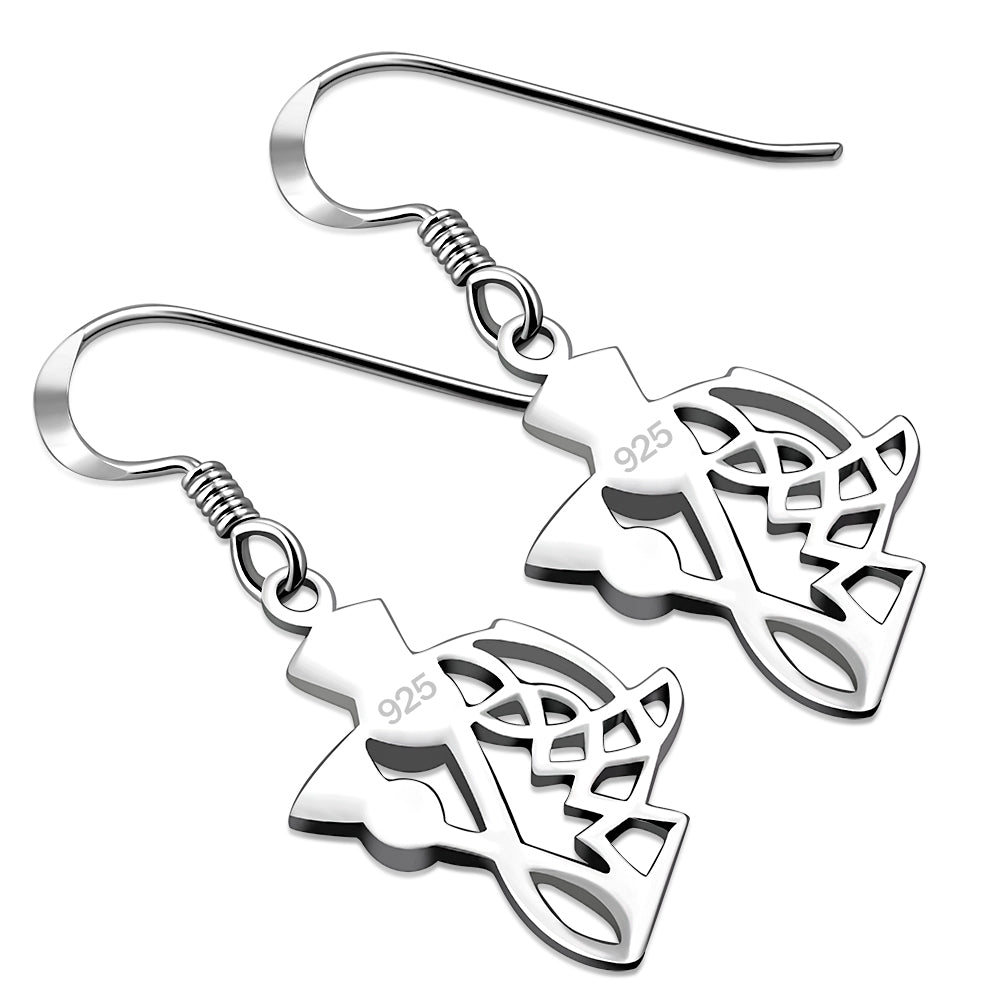 Scottish Thistle Plain Silver Earrings