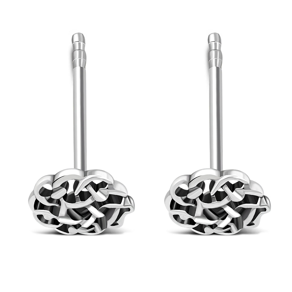 Round Celtic Knot Silver Stud Earrings