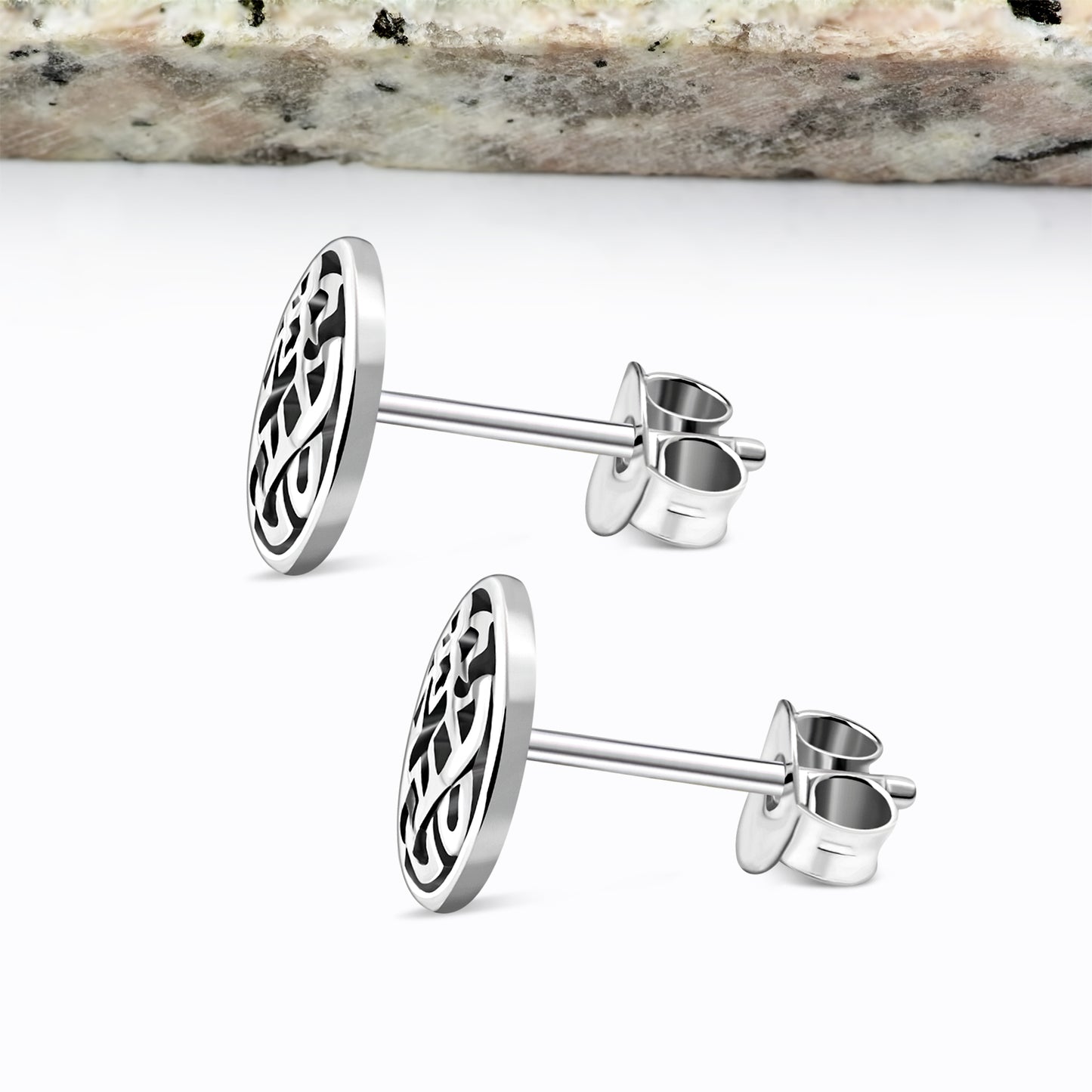 Round Celtic Knot Stud Silver Earrings