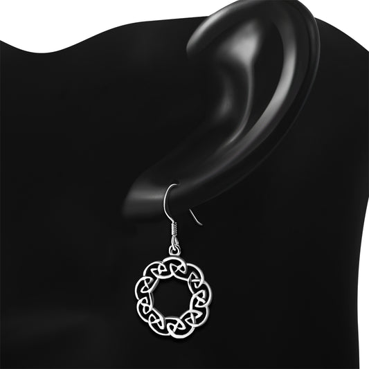 Round Plain Silver Celtic Knot Earrings