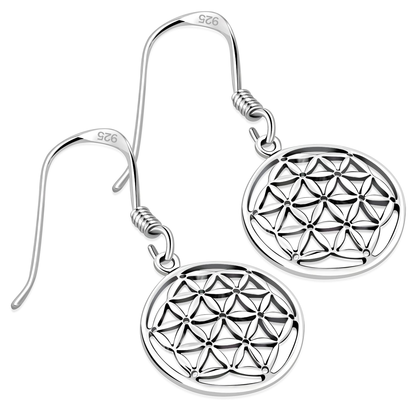 Small Flower of Life Silver Earrings