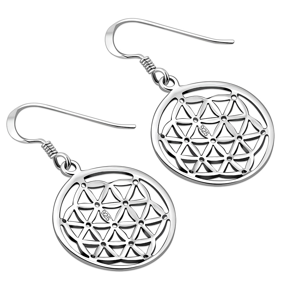 Small Flower of Life Silver Earrings