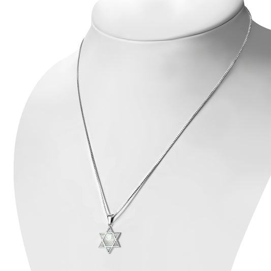 Mother of Pearl Star of David Silver Pendant