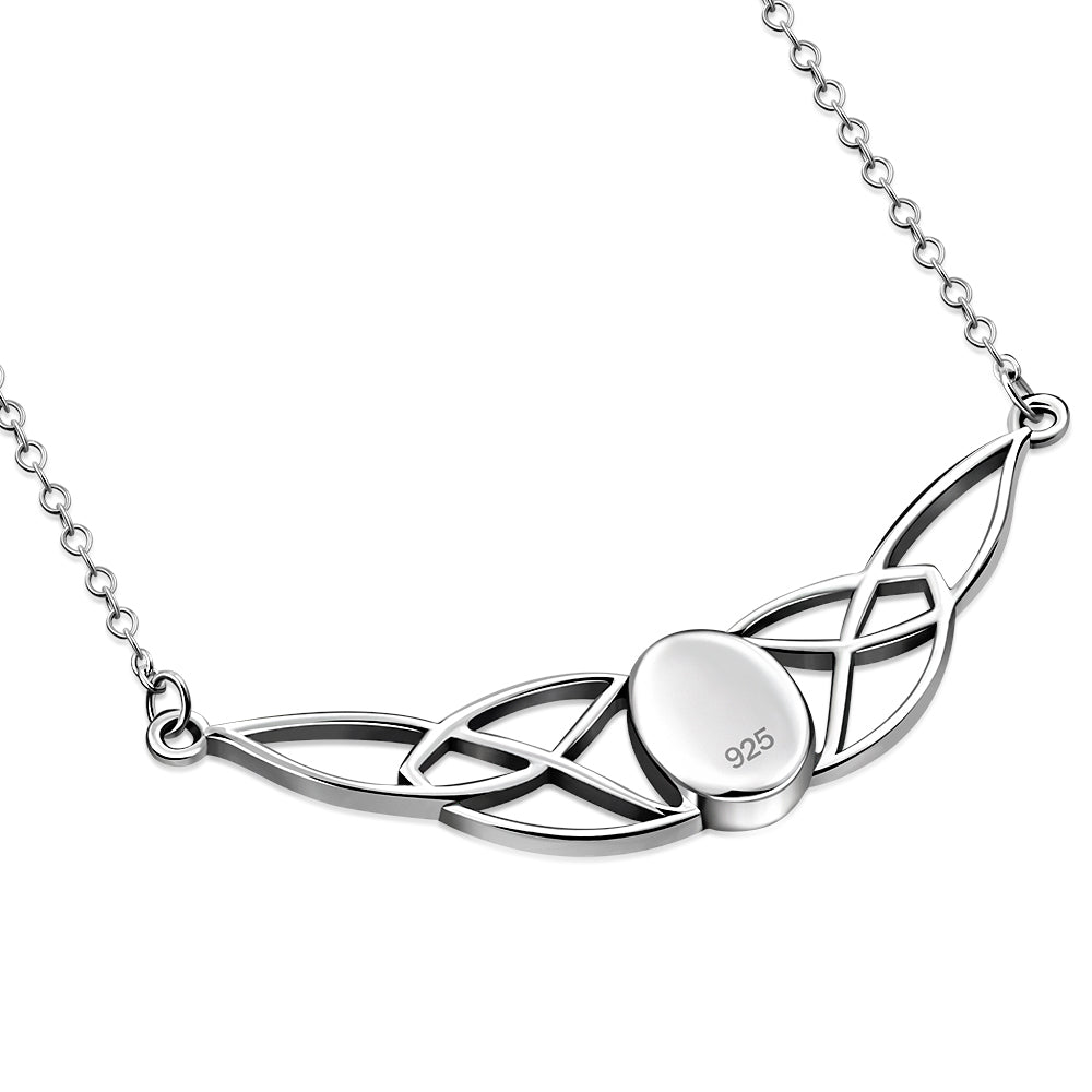 Amethyst Stone Celtic Knot Silver Necklace 42cm / 16.5 Inch