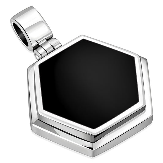 Black Onyx Hexagon Silver Pendant