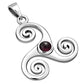 Garnet Triskele Triskelion Triple Archimedean Spiral Celtic Silver Pendant