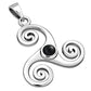 Black Onyx Triskele Triskelion Triple Archimedean Spiral Celtic Silver Pendant