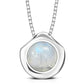 Rainbow Moonstone Round Silver Pendant