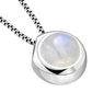 Rainbow Moonstone Round Silver Pendant