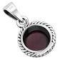 Garnet Stone Round Silver Pendant