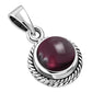 Garnet Stone Round Silver Pendant