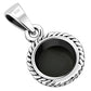 Black Onyx Round Milgrain Edge Silver Pendant