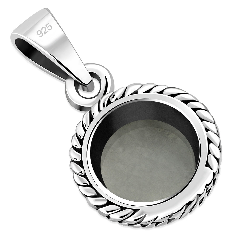 Rainbow Moonstone Round Silver Pendant