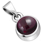 Garnet Stone Round Silver Pendant