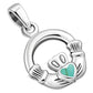 Tiny Claddagh Silver Pendant w/ Turquoise